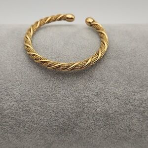 18K Gold Plated Cable Twist Cuff Bracelet – Waterproof, Tarnish-Proof